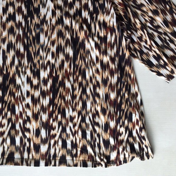 Catherines Shirt Womens 3X Top Blouse Animal Stripe Wood Nature Pattern 26/28 - Picture 3 of 12